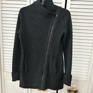 Athleta Charcoal Asymmetrical Zipper Sweater